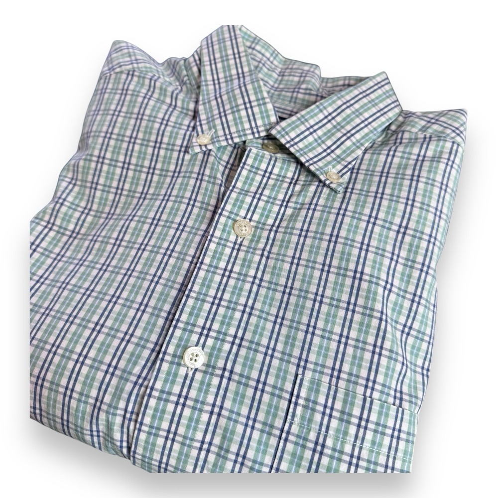 Vineyard Vines Mens Tucker Dress Shirt M Green/Blu Plaid Button Down Long Sleeve